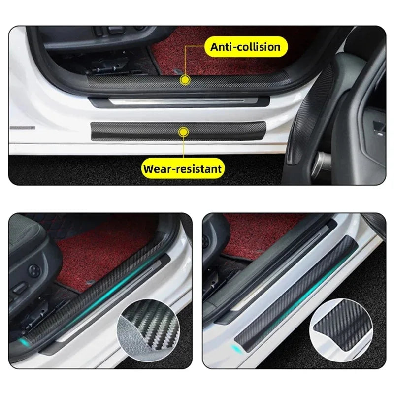 1-5m Nano Carbon Fiber Car Tape Sticker Door Mirror Paste Protector Strip DIY Protection Protective Film Waterproof Adhesive