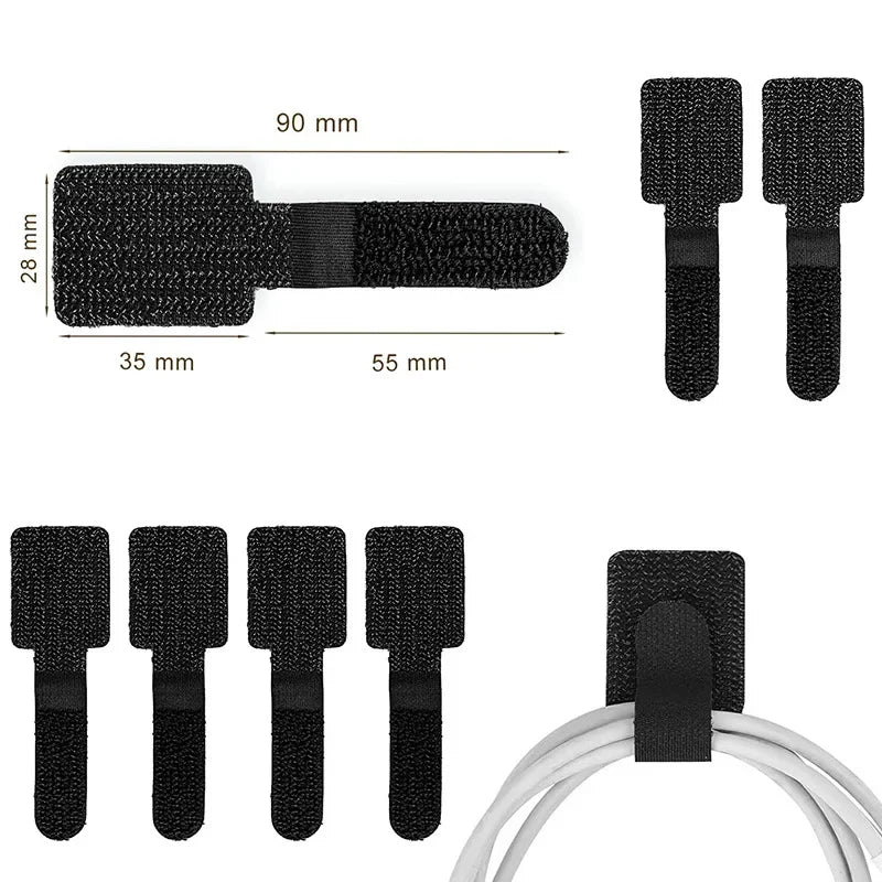 20Pcs Adhesive Cable Management Straps Reusable Self-Adhesive Cable Organizer Ties for Desk Wire Management