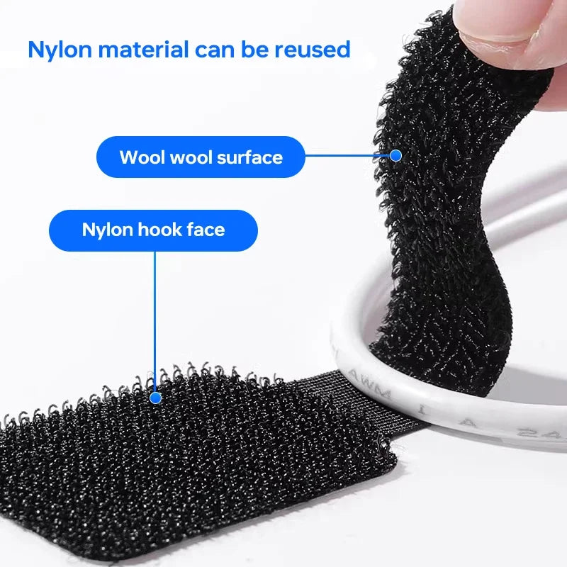 20Pcs Adhesive Cable Management Straps Reusable Self-Adhesive Cable Organizer Ties for Desk Wire Management
