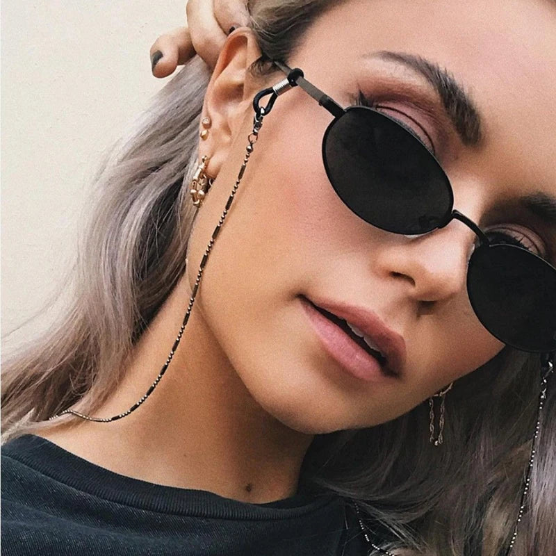 Mask Sunglasses Chains for Women Men Black Gold Silver Color Alloy Beads Antislip Chains Fashion Eyewear Accessories Wholesale