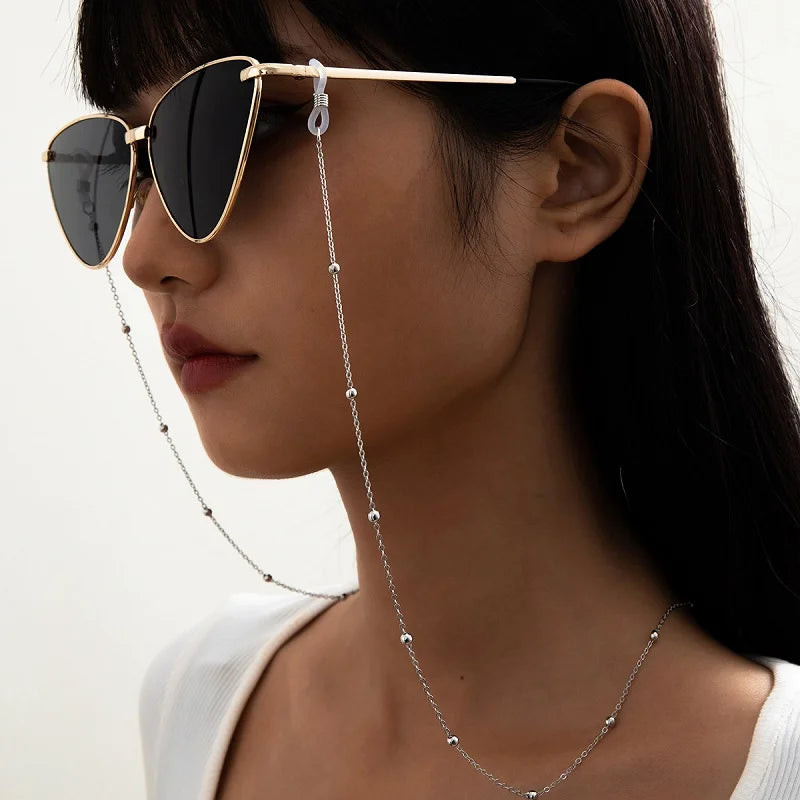 Mask Sunglasses Chains for Women Men Black Gold Silver Color Alloy Beads Antislip Chains Fashion Eyewear Accessories Wholesale